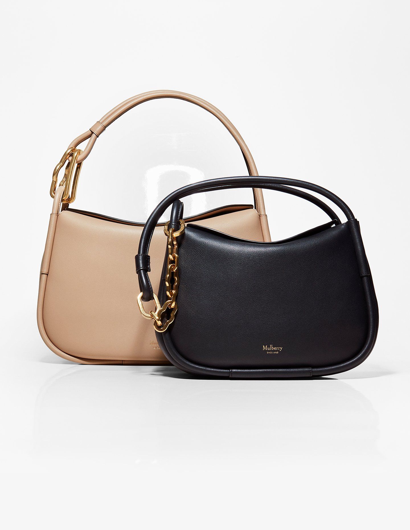 Mulberry Link bag in maple and small link bag in black